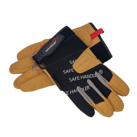 SAFE HANDLER Reinforced Leather Gloves, Small/Medium, PR BLSH-MSRG-1-SM